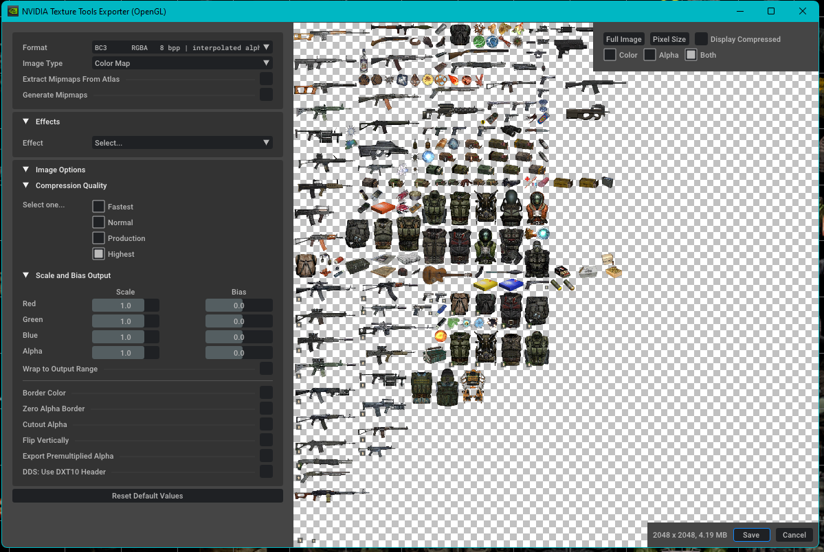 Nvidia save options centered